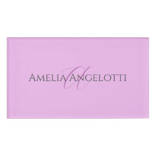 Badge D'identification Nom Monogramme Lettre initiale Orchid & Lilac