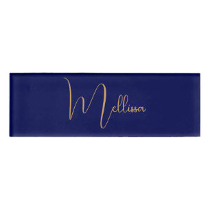 Badge D'identification Nom personnalisé minimaliste bleu