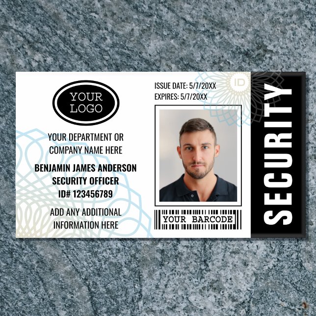 Badge D'identification Numéro de la sécurité Nom de la photo Logo Balise  (Créateur téléchargé)