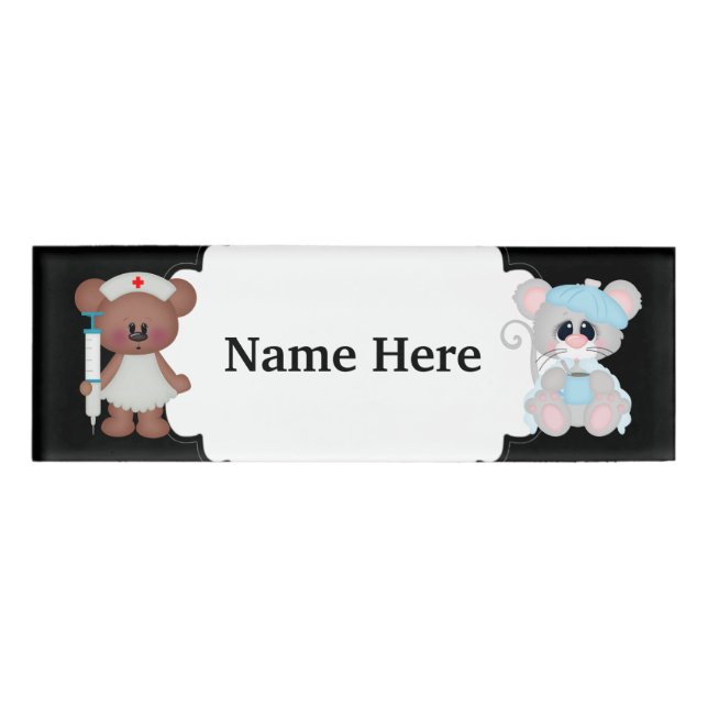 Badge D'identification Nurse Bear prenant soin du nom du patient (Devant)