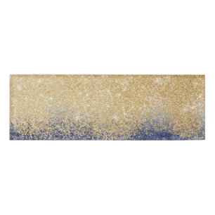 Badge D'identification Ombre Parties scintillant or et bleu design de lux