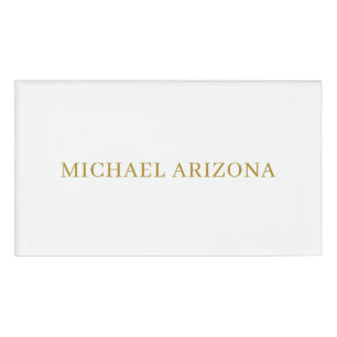 Badge D'identification Or & Blanc Minimaliste Simple Moderne