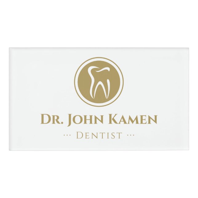 Badge D'identification Or Dentiste classique (Devant)