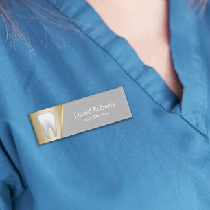 Badge D'identification Or moderne de dentiste et assistant dentaire gris