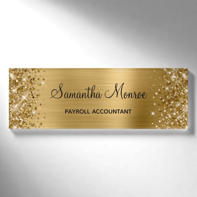 Badge D'identification Paillettes dorées (Devant)