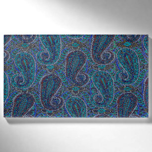 Badge D'identification Paisley Blue Indian Boho Motif