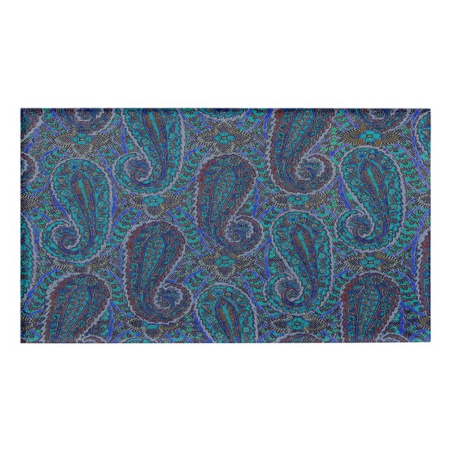 Badge D'identification Paisley Blue Indian Boho Motif (Devant)