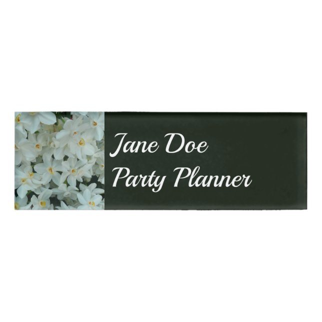 Badge D'identification Paperwhite Narcissus Fleurs blanches délicates (Devant)