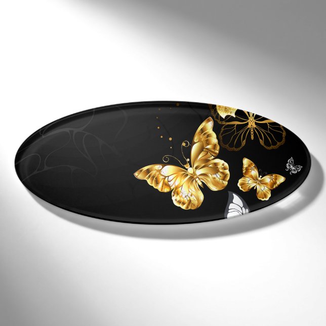 Badge D'identification Papillons d'or et de blanc (Devant)