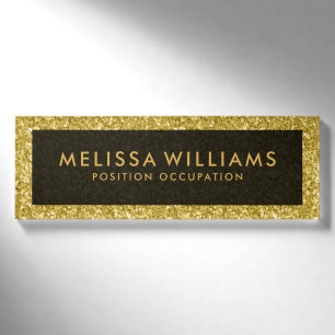 Badge D'identification Parties scintillant moderne Gold Faux