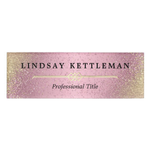 Badge D'identification Parties scintillant rose et or