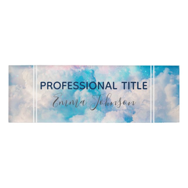 Badge D'identification Pastel Rainbow Ciel nuageux (Devant)