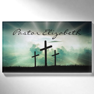 Badge D'identification Pastor Christian Church Cross Monogramme Nom Insig