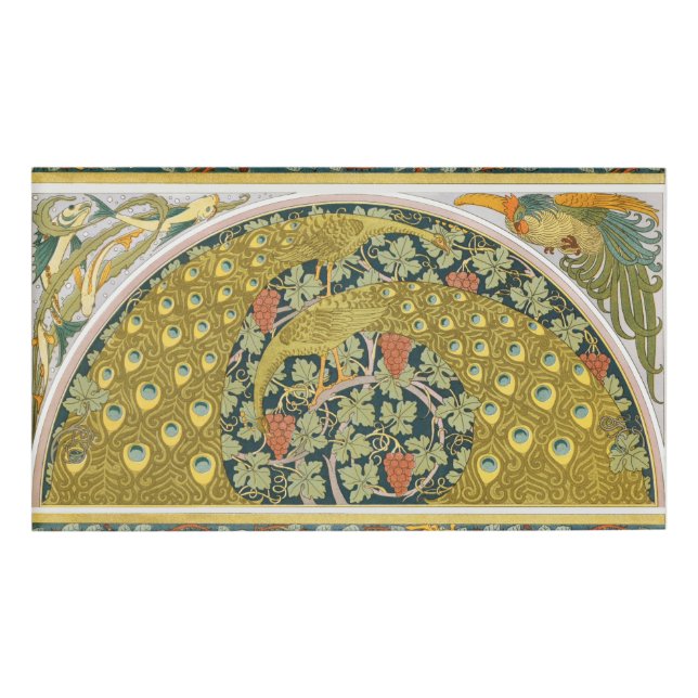 Badge D'identification Peacock Art Nouveau Style rond design complexe (Devant)