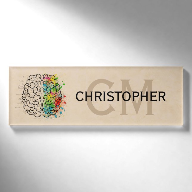Badge D'identification Personnalisation du cerveau humain gauche et droit (Devant)