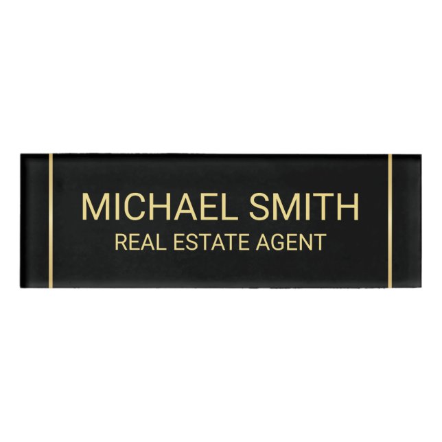 Badge D'identification Personnalisé Black and Gold Professional (Devant)