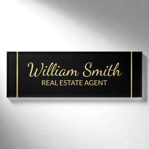 Badge D'identification Personnalisé Black and Gold Professional
