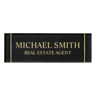 Badge D'identification Personnalisé Black and Gold Professional