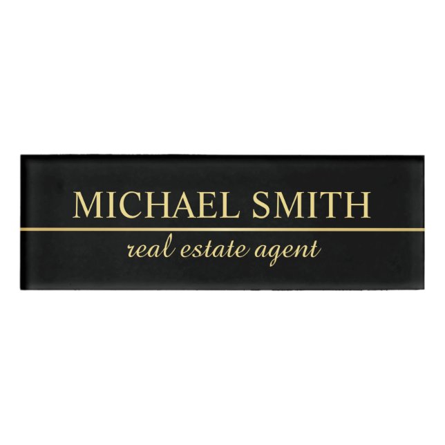 Badge D'identification Personnalisé Black and Gold Professional (Devant)