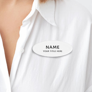 Badge D'identification Personnalisé Simple Basique Nettoyage Blanc Modern