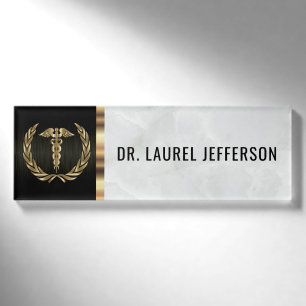 Badge D'identification Personnel administratif Médicale - marbre blanc,