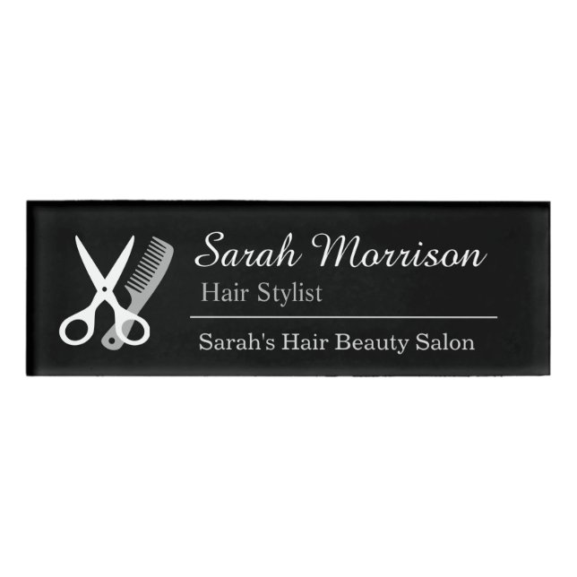 Badge D'identification Personnel blanc noir de salon de coiffeur de (Devant)