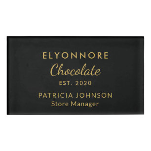 Badge D'identification Personnel de marque de chocolat minimal de script 