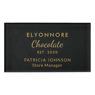 Badge D'identification Personnel de marque de chocolat minimal de script 