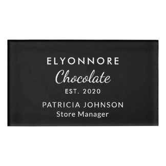 Badge D'identification Personnel de marque de chocolat minimal élégant B&