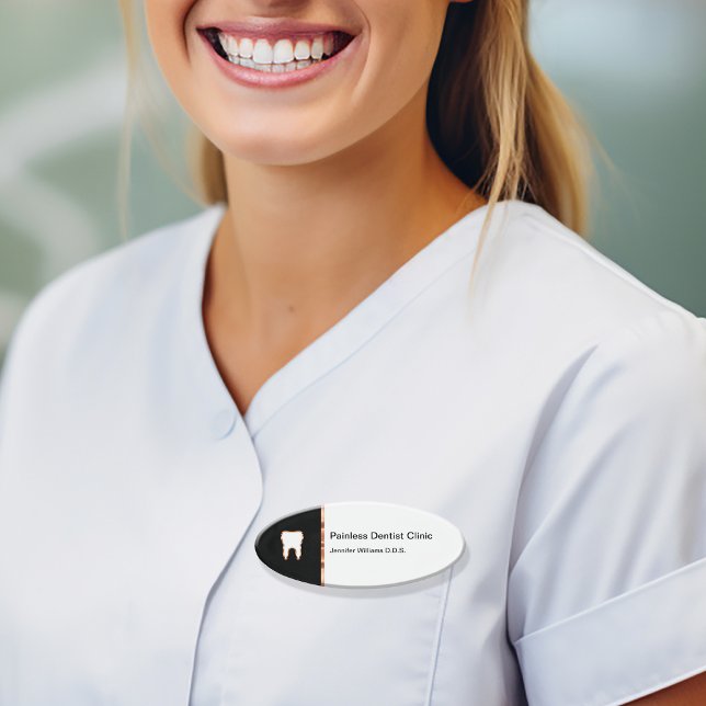 Badge D'identification Personnel du bureau dentaire ovale classique (Classy Dentist Staff Name Tags)