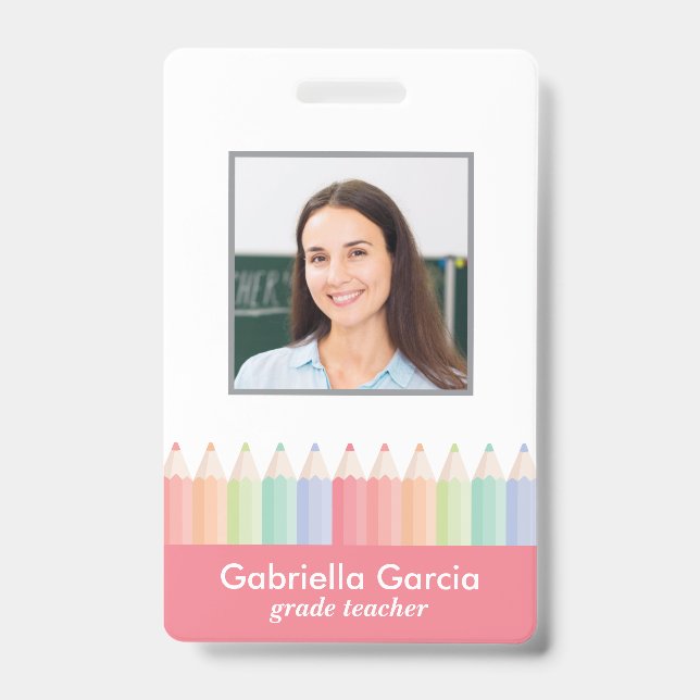 Badge d'identification photo avec code-barres pour (Avant)