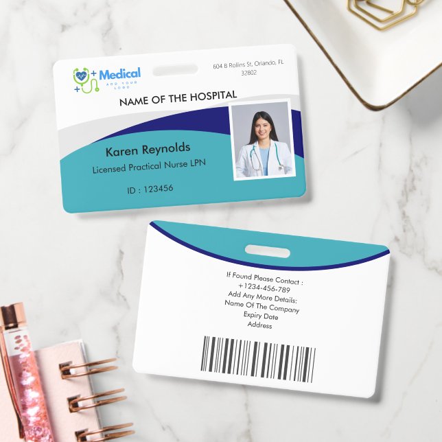 Badge d'identification photo avec code QR pour inf (Bureau)