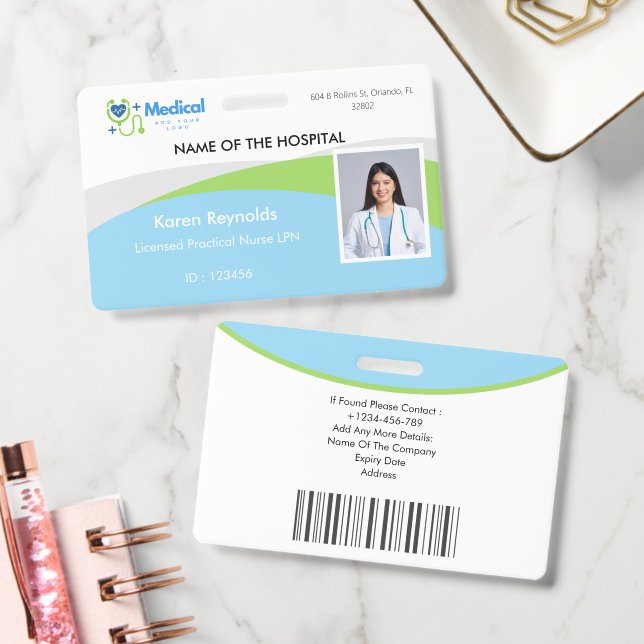 Badge d'identification photo avec code QR pour inf (Bureau)