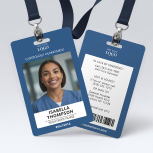 Badge d'identification photo bleu avec logo de l'h