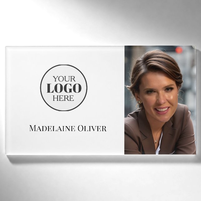Badge D'identification Photo Logo noir blanc (Devant)