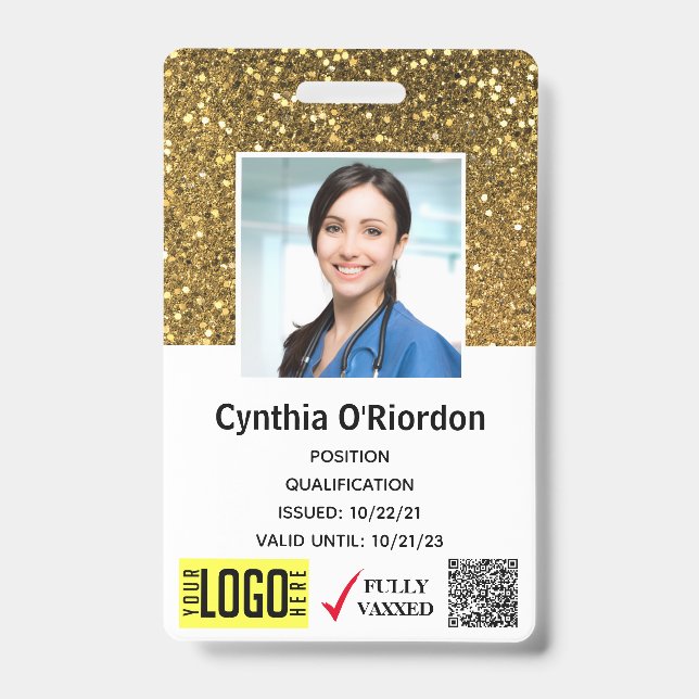 Badge d'identification photo QR code à paillettes  (Avant)