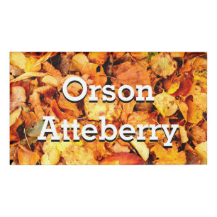 Badge D'identification Photographie - feuilles d'automne sèches + vos idé