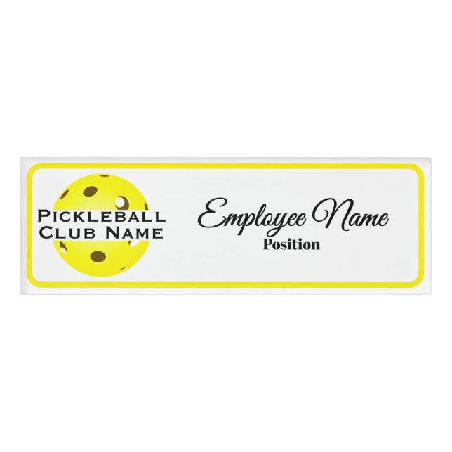 Badge D'identification Pickleball Club Personalized Staff Yellow Ball (Devant)