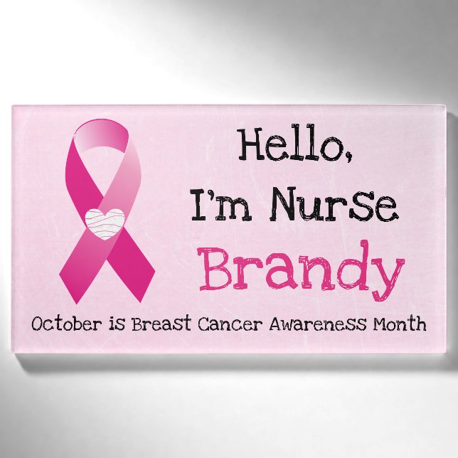 Badge D'identification Pink Personnalisé Hello, Im Nurse Nom Balise (Devant)