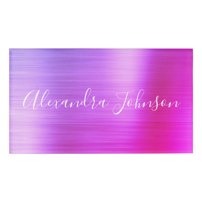 Badge D'identification Pink Professionnel - Purple Foil Moderne (Devant)