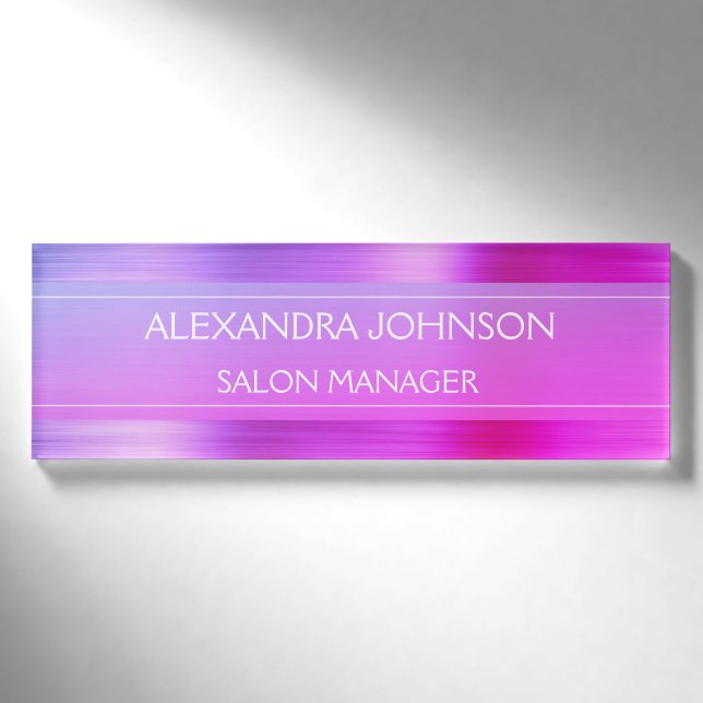 Badge D'identification Pink Purple Professionnel Foil Moderne (Devant)