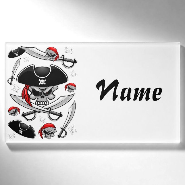 Badge D'identification Pirate Skull avec Sabres croisés (Devant)