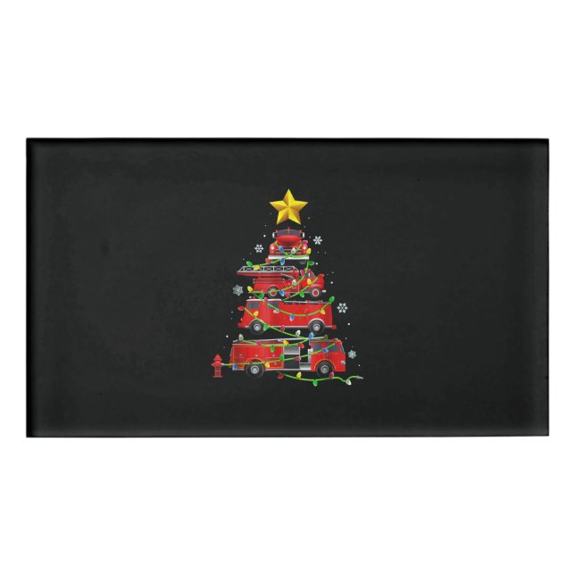 Badge D'identification Pompier Camion Arbre de Noël Hommes Femmes (Devant)
