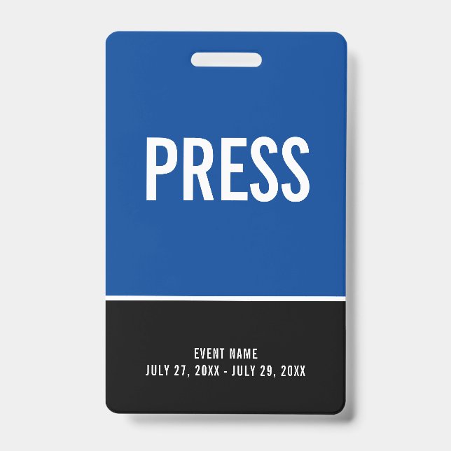 Badge d'identification Press All Access Pass Bleu  (Avant)