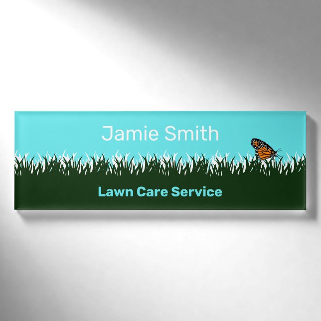 Badge D'identification Professional Lawn Service Lawn Silhouette (Devant)