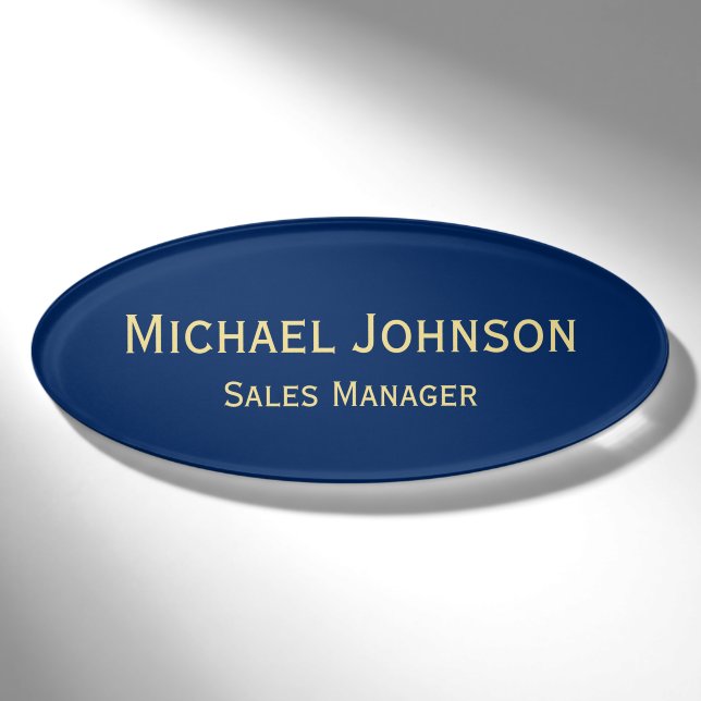 Badge D'identification Professionnel Blue Gold Office Business Magnétique (Devant)
