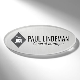 Badge D'identification Professionnel Silver Chrome Entreprise Logo Employ