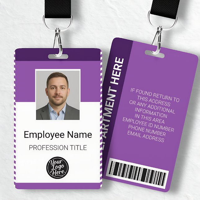 Badge d'identification professionnel simple violet (Simple Purple Professional Identification Badge)