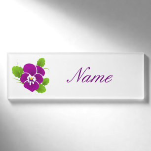 Badge D'identification Purple Pansy Flower Thunder_Cove