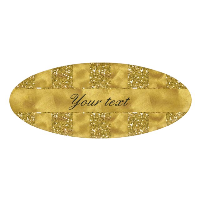 Badge D'identification Rayures de parties scintillantes d'or de Faux sur (Devant)